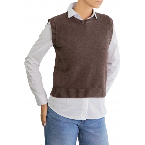 Gilet tinta unita girocollo 